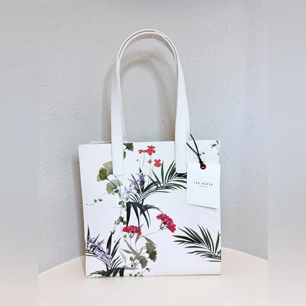 Ted Baker The Icon White Floral Print Small Tote Bag NWT